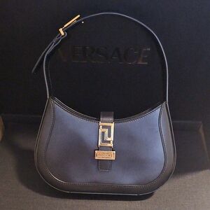 Versace Black Shoulder Bag with Gold Accents